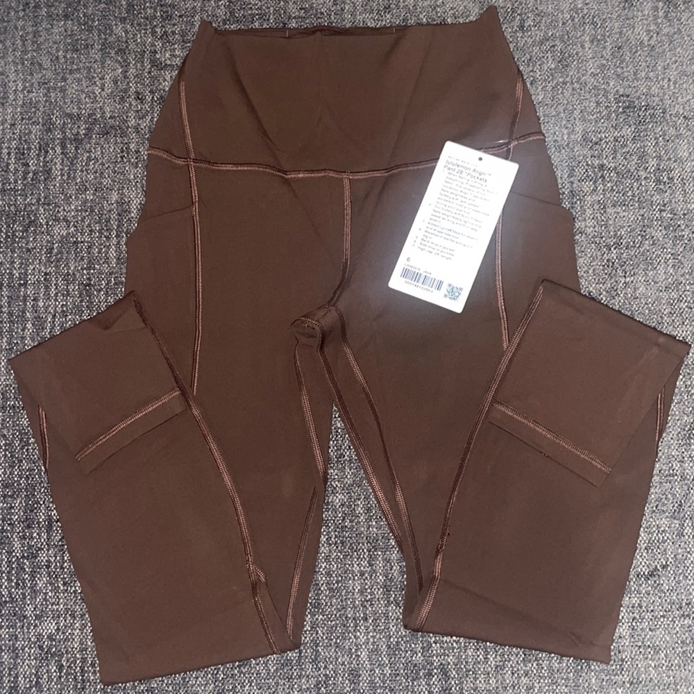 NWT Brand New with Tags Java/Brown Lululemon Align Pant 28” with Pockets Size 6
